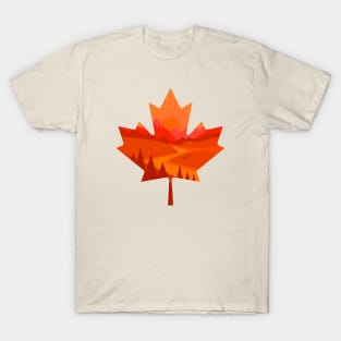 Canada in Fall – Great Outdoors Beautiful Landscape Orange Sunset Maple Leaf T-Shirt